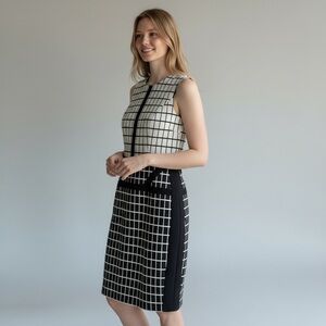 Judith & Charles Sleeveless Black and White Grid Pattern Cotton Dress Size 6